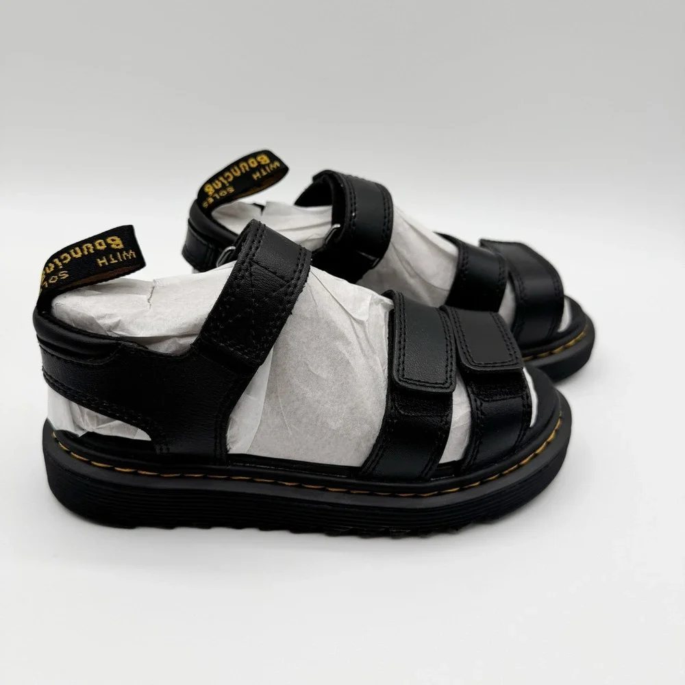 New Dr. Martens Klaire J Black Sandals Unisex Little Big Kids US 1 Boy UK 13